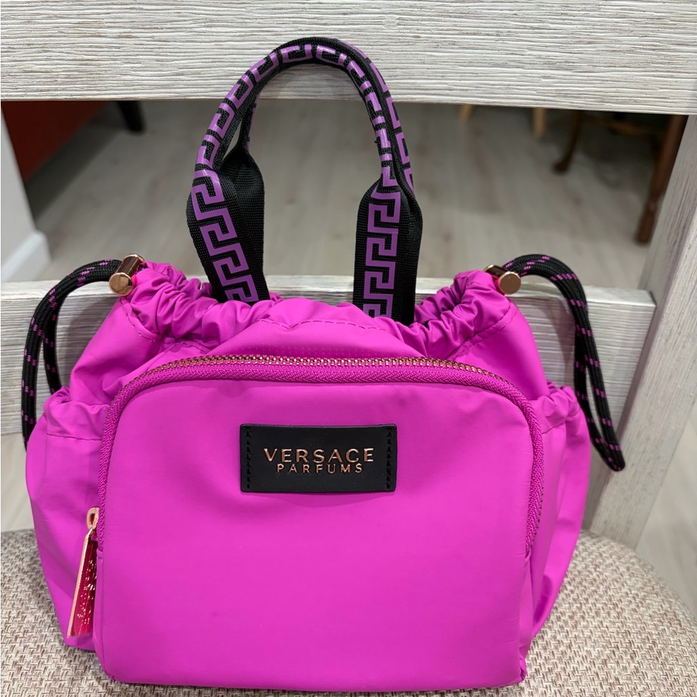 New Versace Parfums pink nylon bag